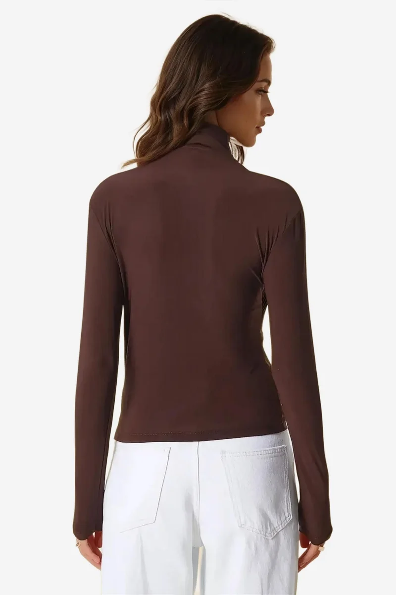 Hiccup High Collar Drape Detail Blouse