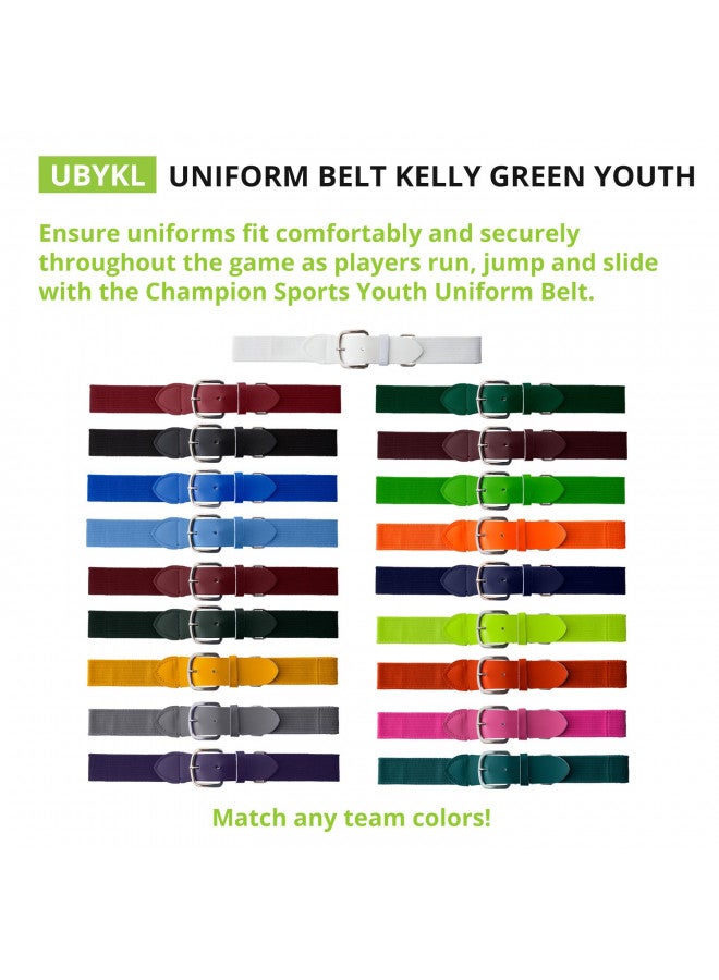 Champion Sports Champion Sports Baseball/Softball Uniform Belt - Comfort Stretch Fit Uniform Belt - Durable Syntex Tab - Adult: 22"-46" - Kelly Green - Image 3