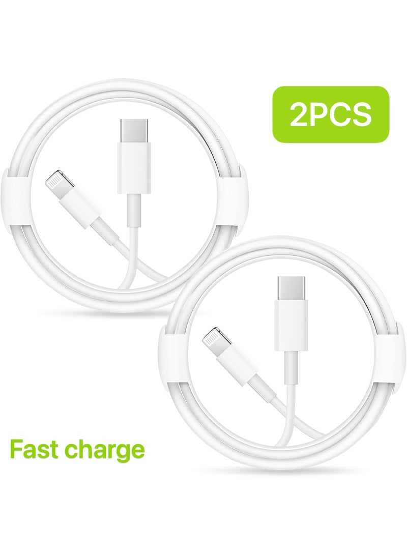 حقل كابلان من USB-C إلى Lightning - 1.5 متر + 1 متر، باللون الأبيض - Image 1