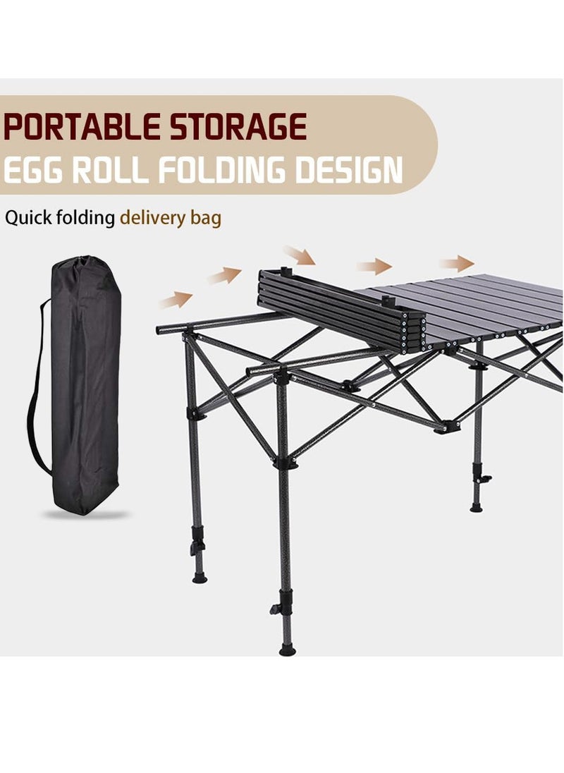 DMG TECH - Camping Table,Folding Camping Table, Adjustable Height,Portable Aluminum Hexagonal Legs,Folding Outdoor Table with Storage Bag - Image 1