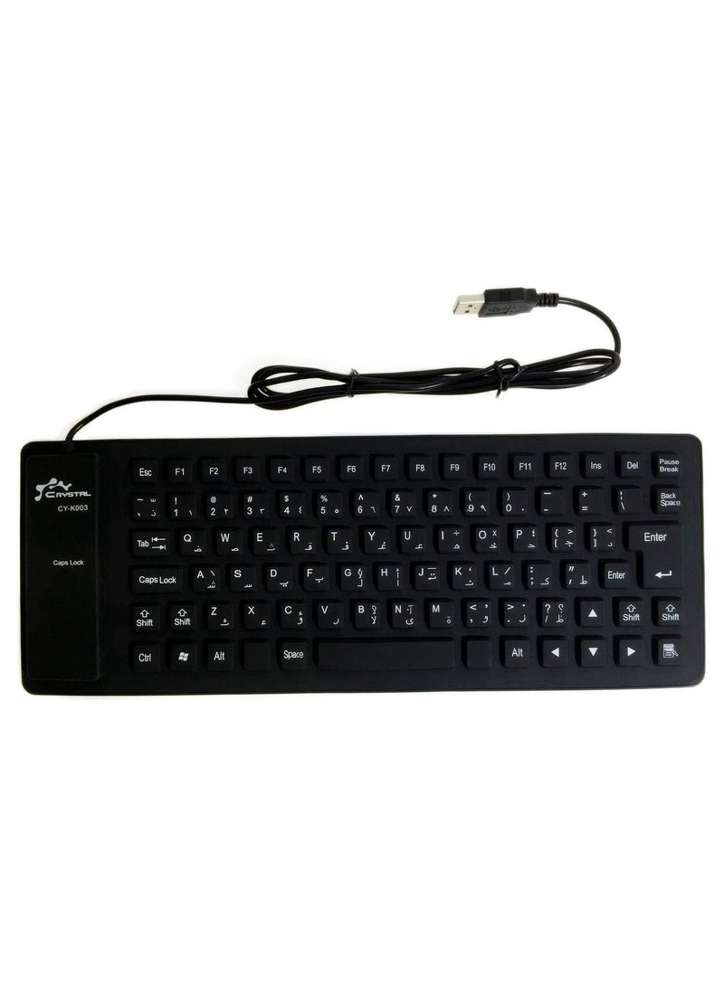 Crystal 85 Keys English Arabic USB Waterproof Flexible Foldable Silicone Gel Keyboard Soft Rubber Keycaps for Computer Laptop PC - Image 3