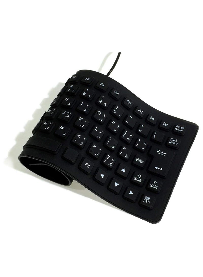 Crystal 85 Keys English Arabic USB Waterproof Flexible Foldable Silicone Gel Keyboard Soft Rubber Keycaps for Computer Laptop PC - Image 1