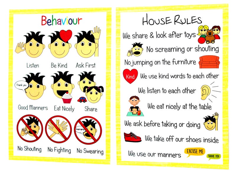 kids2learn House Rules & Good Behaviour Poster A4 Bundle - Educational Nursery SEN Children Kids Childminders - Image 1