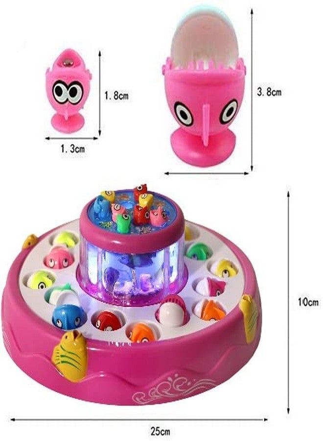 Goyal's Fish-Catching Board Game with 26 Pieces Fishes, 2 Rotary Ponds and 4 Pods with Music & Light Function (Pink) - Image 3