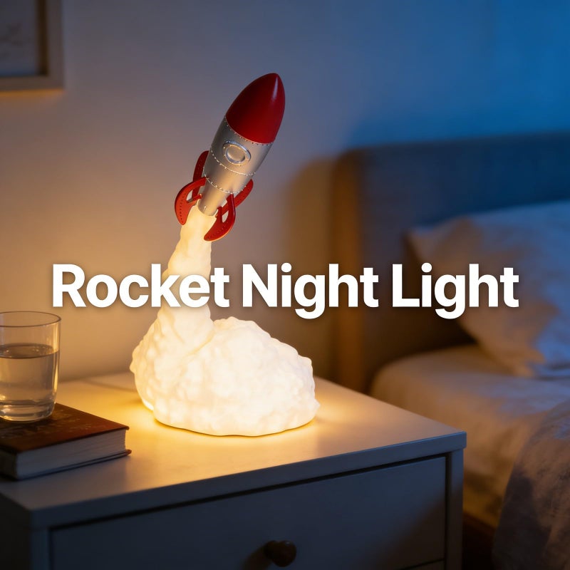 3D Printing Rocket Lamp USB Charging LED Night Light Table Decor Eco Friendly PLA Material - Image 3