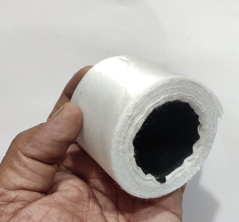 OMX 20 Mtr Satin Ribbon Decoration 2 Inch, Gift Wrapping, Multi-Purpose Use (Size : 2 Inch) Total : 20 Mtr Length. 2 Roll, Each Roll has 10 Mtr Length, White - Image 3