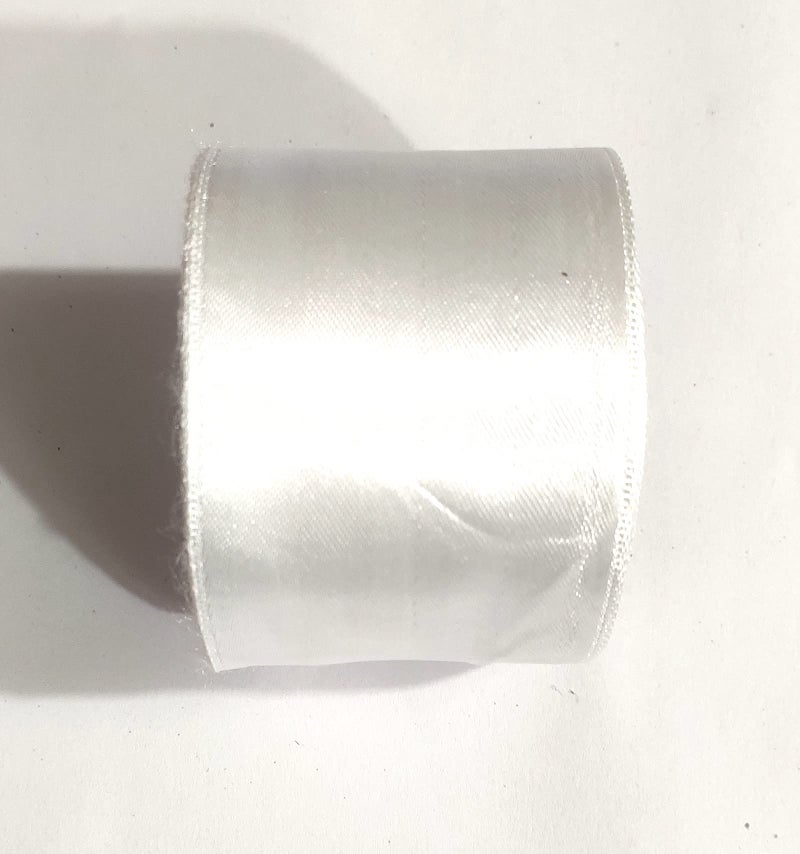 OMX 20 Mtr Satin Ribbon Decoration 2 Inch, Gift Wrapping, Multi-Purpose Use (Size : 2 Inch) Total : 20 Mtr Length. 2 Roll, Each Roll has 10 Mtr Length, White - Image 1