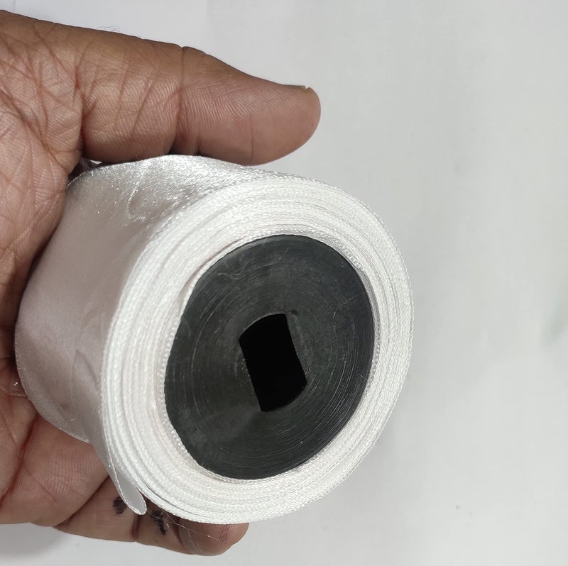 OMX 20 Mtr Satin Ribbon Decoration 2 Inch, Gift Wrapping, Multi-Purpose Use (Size : 2 Inch) Total : 20 Mtr Length. 2 Roll, Each Roll has 10 Mtr Length, White - Image 2