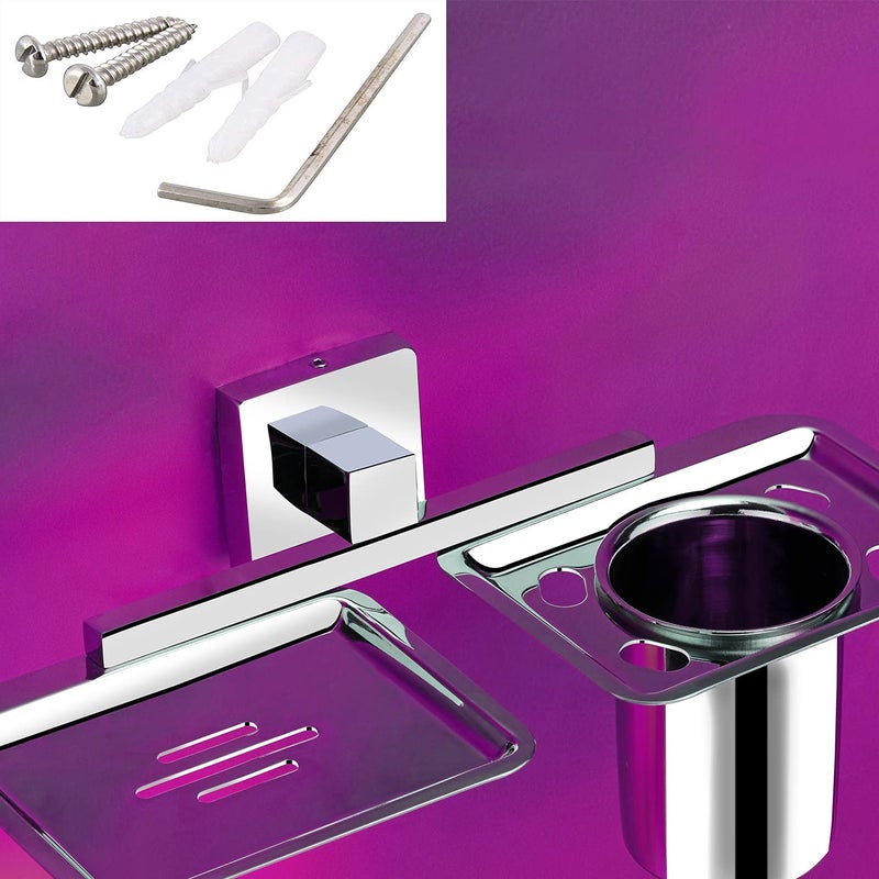 KANJAL soap Dish with Toothbrush Holder Tumbler Stand for washbasin sabu dani and Brush Holder for Bathroom Tumbler Holders dispensers MR_9(304 Stainless Steel,Chrome Finish) - Image 4