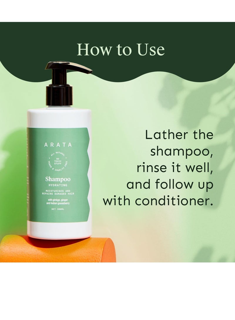 أراتا شامبو أراتا الطبيعي المرطب للشعر (300 مل) بالجنكة والزنجبيل والكشمش الهندي يرطب ويصلح الشعر التالف شامبو خالٍ من البارابين والكبريتات للنساء والرجال - Image 5