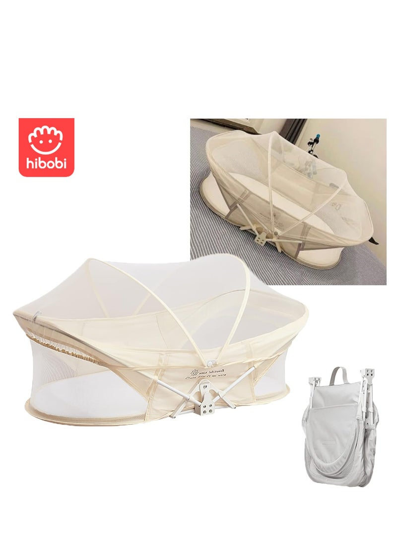 hibobi Super Soft Portable Bed Net for New Born, Foldable Design Makes Travel More Convenient，Provides a Safe and Comfortable Space for Your Baby Anywhere 51x50x6cm  - Image 1