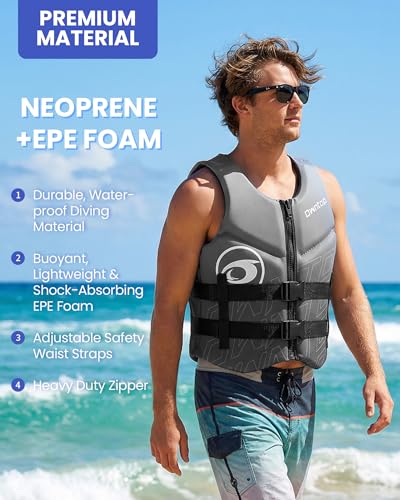 Owntop Swim Vest Adult Water Sport Vest Neoprene Floaties for Swimming, Boating, Kayaking, Fishing | Adjustable Zipper Dual Buckle Foldable Buoyancy Jacket - Image 5