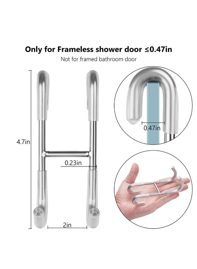 2 Pack Shower Door Towel Hooks, Heavy Duty 304 Stainless Steel, Brushed Nickel Finish, for Frameless Glass Doors - Image 3
