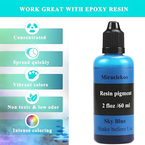 Miraclekoo Sky Blue Epoxy Resin Color Dye Colorant Liquid Epoxy Resin Pigment,60ml,Translucent - Image 3