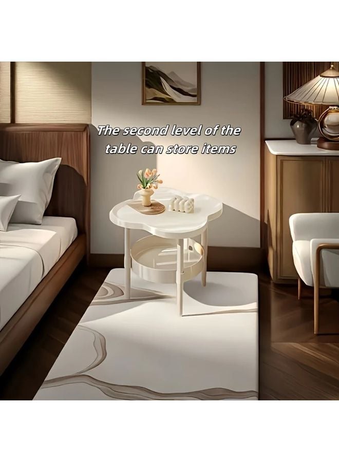 White Modern Double Layer Storage Coffee Table With 4 Shelves 2 Drawers No Assembly Required - Image 3