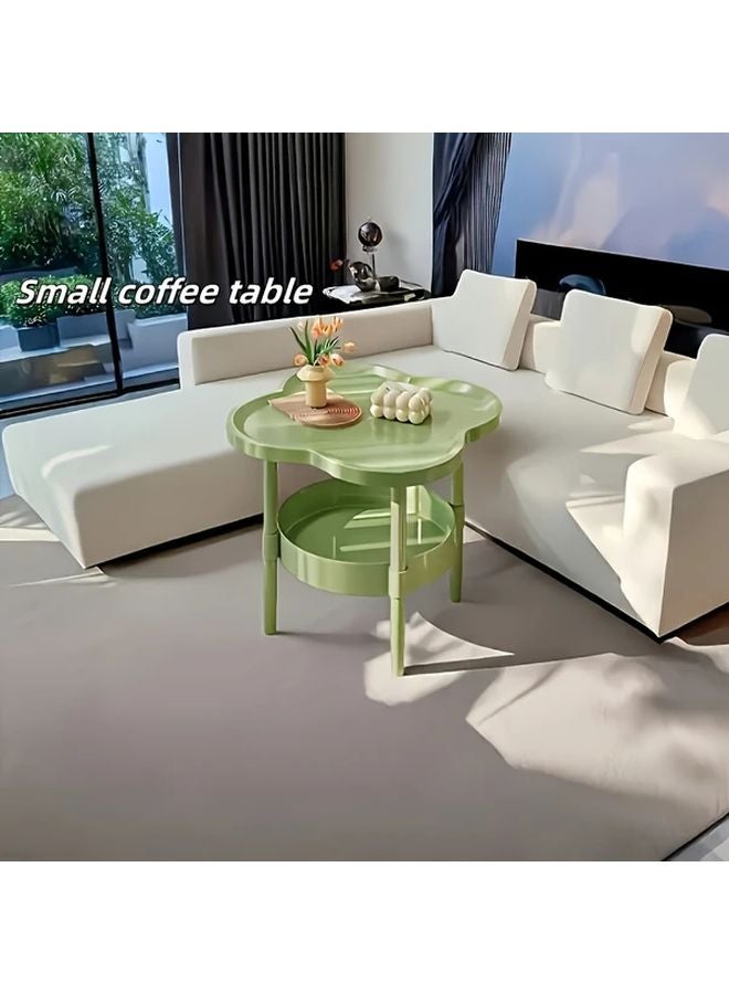 White Modern Double Layer Storage Coffee Table With 4 Shelves 2 Drawers No Assembly Required - Image 5