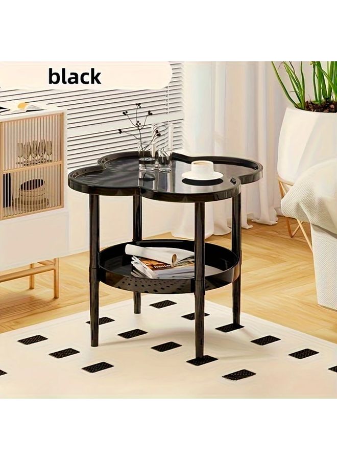 White Modern Double Layer Storage Coffee Table With 4 Shelves 2 Drawers No Assembly Required - Image 1