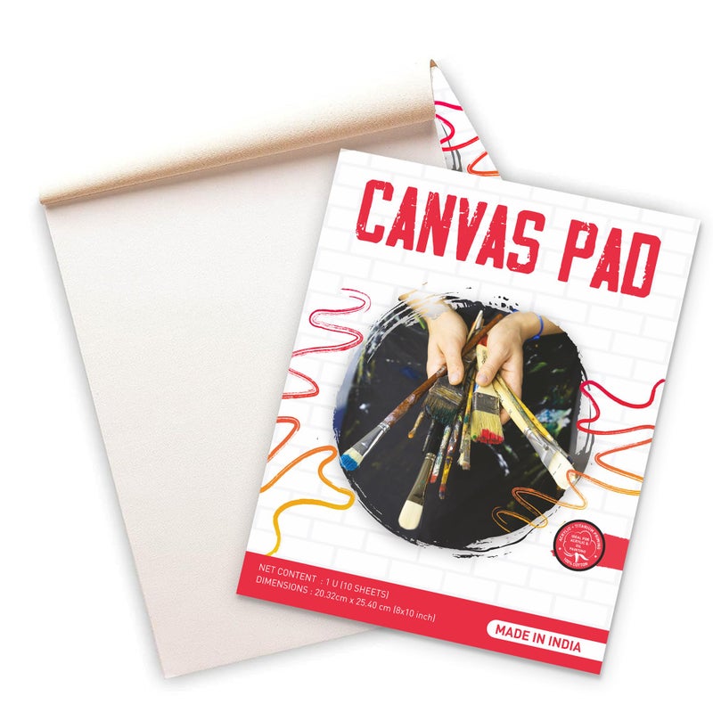 True Flair 100% Cotton Canvas Pad for Painting, 10 Sheets Pure White, Best for Acrylic & Oil Painting (8 x 10 inch) - Image 1