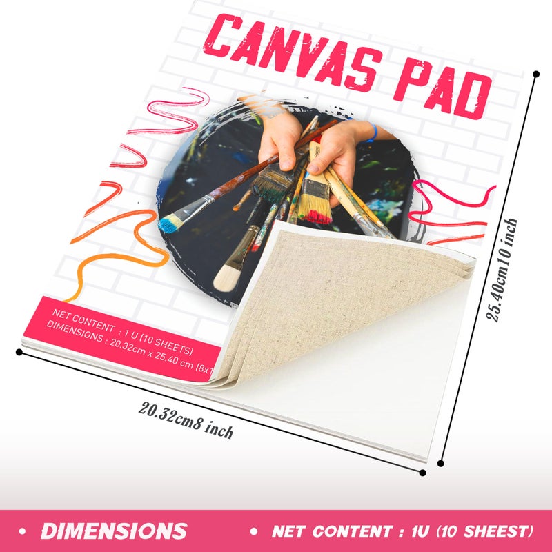 True Flair 100% Cotton Canvas Pad for Painting, 10 Sheets Pure White, Best for Acrylic & Oil Painting (8 x 10 inch) - Image 5