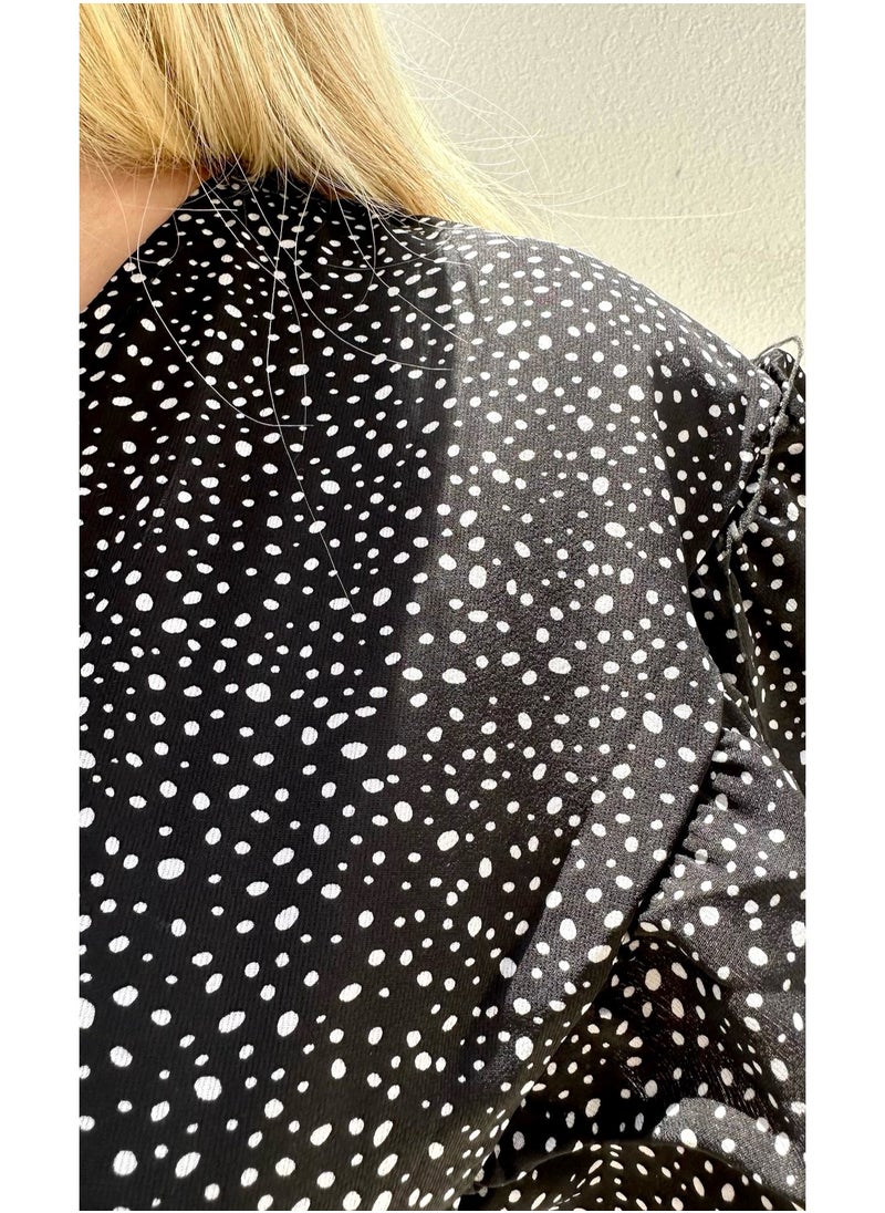Alorabella - Willow Dalmatian X-Over Dress - Black - Image 1