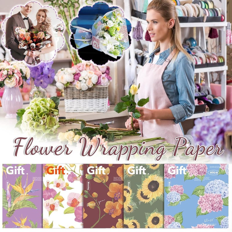 cheekyglo 10 Counts Color Flower Wrapping Paper, Big Flower Kraft Paper, Waterproof Florist Bouquet Paper, DIY Crafts Flower Shop Bouquet Supplies, Multicolor (E) - Image 4