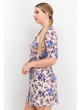 French Connection Women Floral Printed Mini Dress, Pink Combo  - Image 3