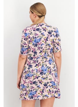 French Connection Women Floral Printed Mini Dress, Pink Combo  - Image 2