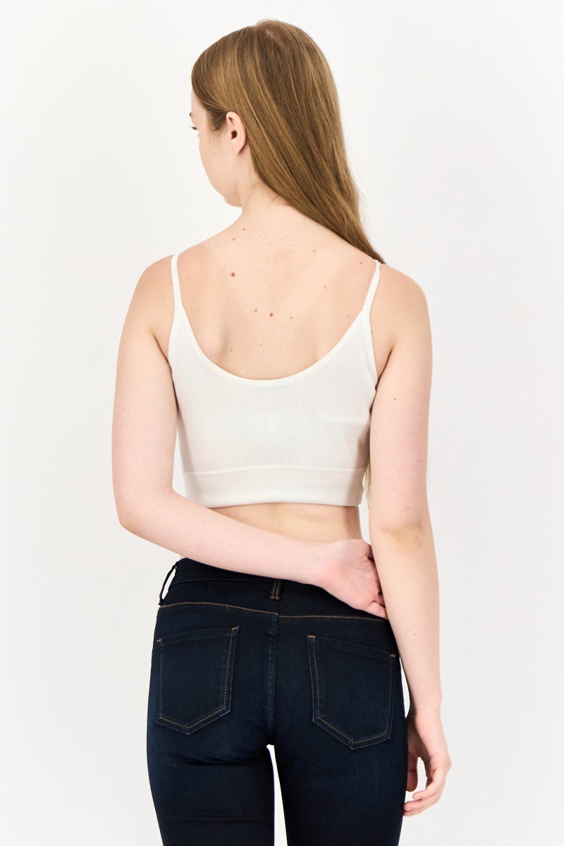 ONLY بلوزة نسائية بدون أكمام بتصميم V، بيضاء - Image 3