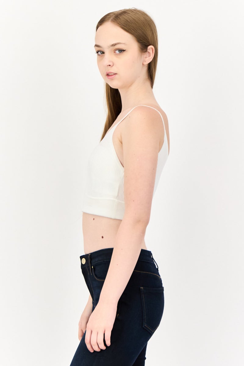 ONLY بلوزة نسائية بدون أكمام بتصميم V، بيضاء - Image 2