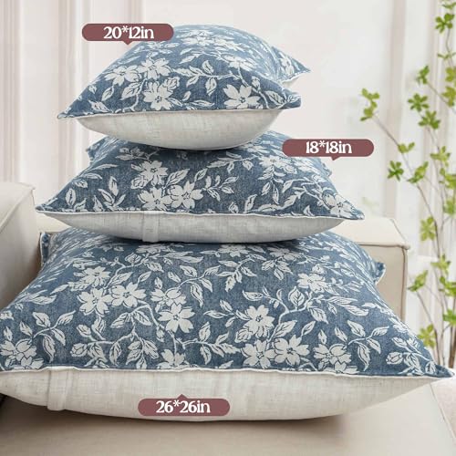 makkey Floral Pillow Covers 20x20 Inch Set of 2 Pastoral Throw Pillow Covers Jacquard Pillowcovers Couch Pillows for Living Room Farmhouse Accent Sofa Pillows - Image 2