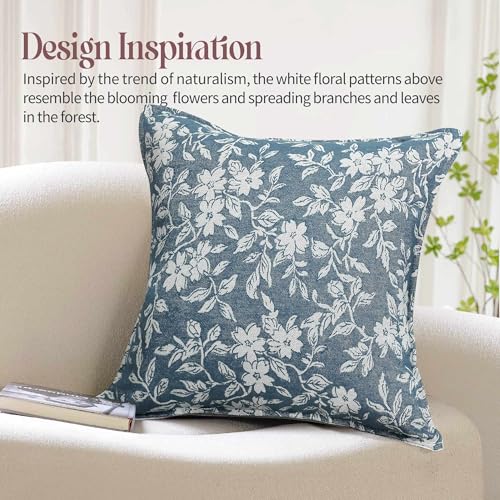 makkey Floral Pillow Covers 20x20 Inch Set of 2 Pastoral Throw Pillow Covers Jacquard Pillowcovers Couch Pillows for Living Room Farmhouse Accent Sofa Pillows - Image 4