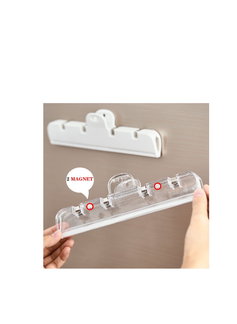 Excefore - 4 Pack Large Bag Clips with Magnet, Large Bag Clips for Food Storage, Food Clips with Air Tight Seal Grip, Suitable for Bread Bags, Snack Bags and Food Bags (White, Transparent) - Image 1