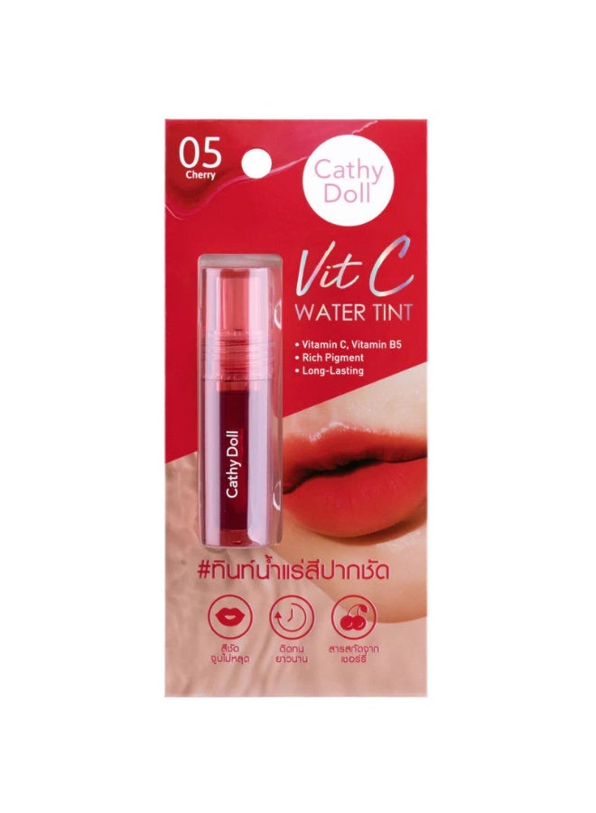 Cathy Doll Vit C Water Tint Long Lasting Lip Tint – Vitamin C & B5 | Moisturizing Lip Stain | Cherry, Lychee, Peach, Tangerine, Strawberry Shades #5 - Image 1