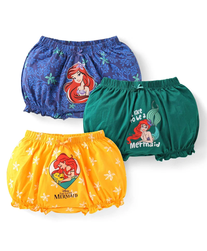 Babyhug Disney Babyhug Disney Bloomers with Disney Princess Graphics and Bow Print (Pack of 3) - Multicolor