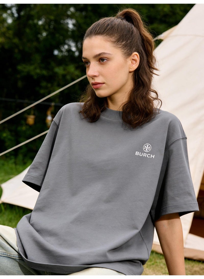 Burch Oversized T-shirt with LOGO, 300G heavy 100% cotton double yarn T-shirt, unisex leisure gym shirt, counter quality T-shirt, and versatile loose T-shirt in daily trend. - Image 2