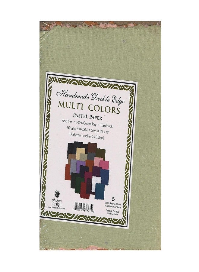 Shizen Design Handmade Pastel Paper, 8-1/2 x 11 Inches, Assorted Colors, 25 Sheets
