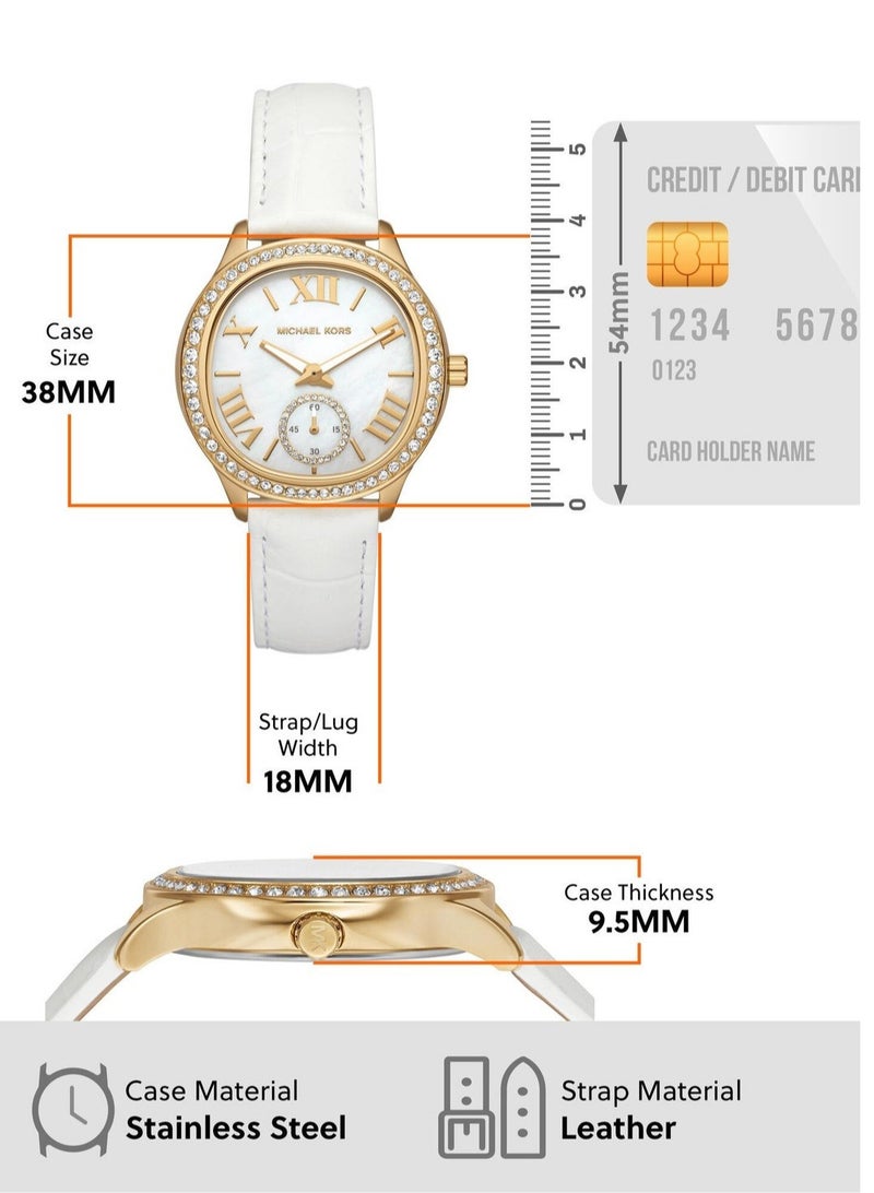 Michael Kors Women Women's Sage Three-Hand White Croco Embossed Leather Watch - MK4818 - Image 3
