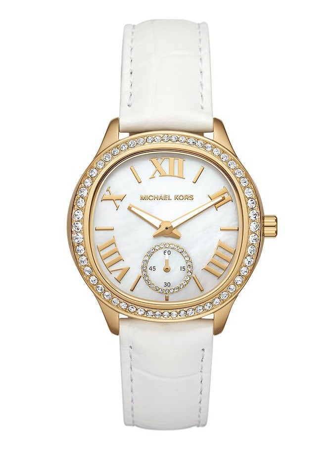 Michael Kors Women Women's Sage Three-Hand White Croco Embossed Leather Watch - MK4818 - Image 1
