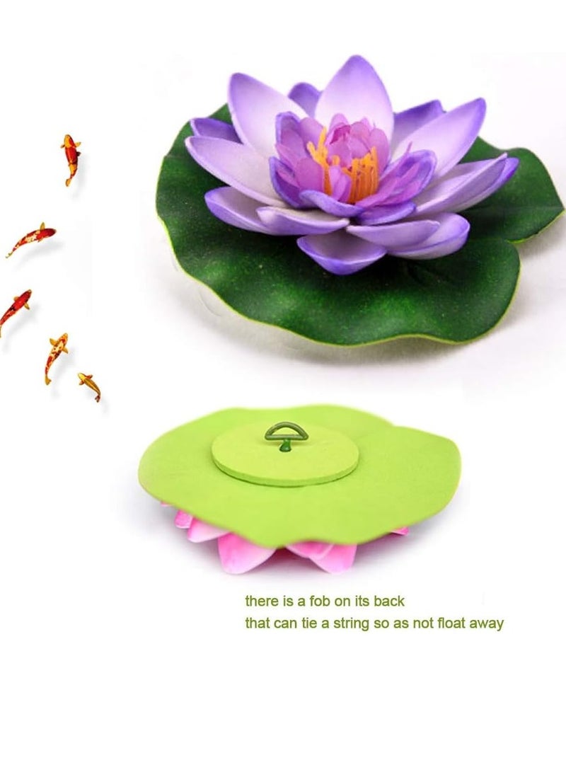 kangchoice 8pcs Artificial Lotus Flowers with Leaves Set - Plastic Floating Water Lily for Pond Decor, Home Accent for Various Room Types, Eid al Adha Decorations for Indoor & Outdoor - Image 4