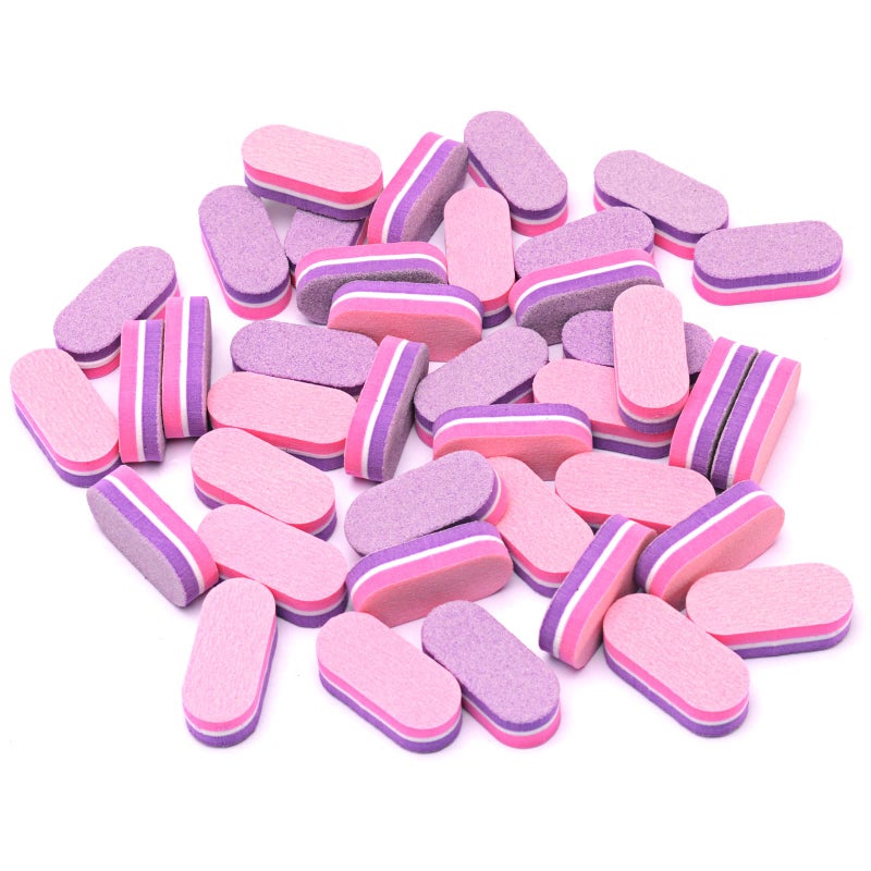 Diesisa Mini Nail Buffers, 40pc 100/180 Grit Sponge Mini Nail Files Bulk for Acrylic Nails, Buffer Block Nail File,Mini Bulk Nail buffers Double Sided for Manicure Tools - Pink/Purple - Image 1