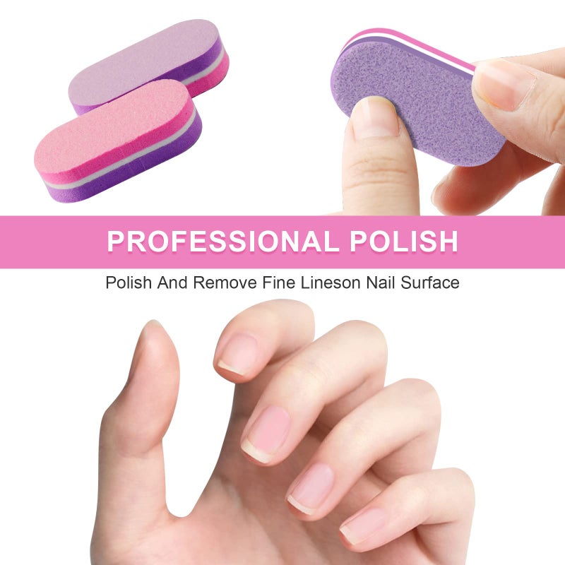 Diesisa Mini Nail Buffers, 40pc 100/180 Grit Sponge Mini Nail Files Bulk for Acrylic Nails, Buffer Block Nail File,Mini Bulk Nail buffers Double Sided for Manicure Tools - Pink/Purple - Image 3