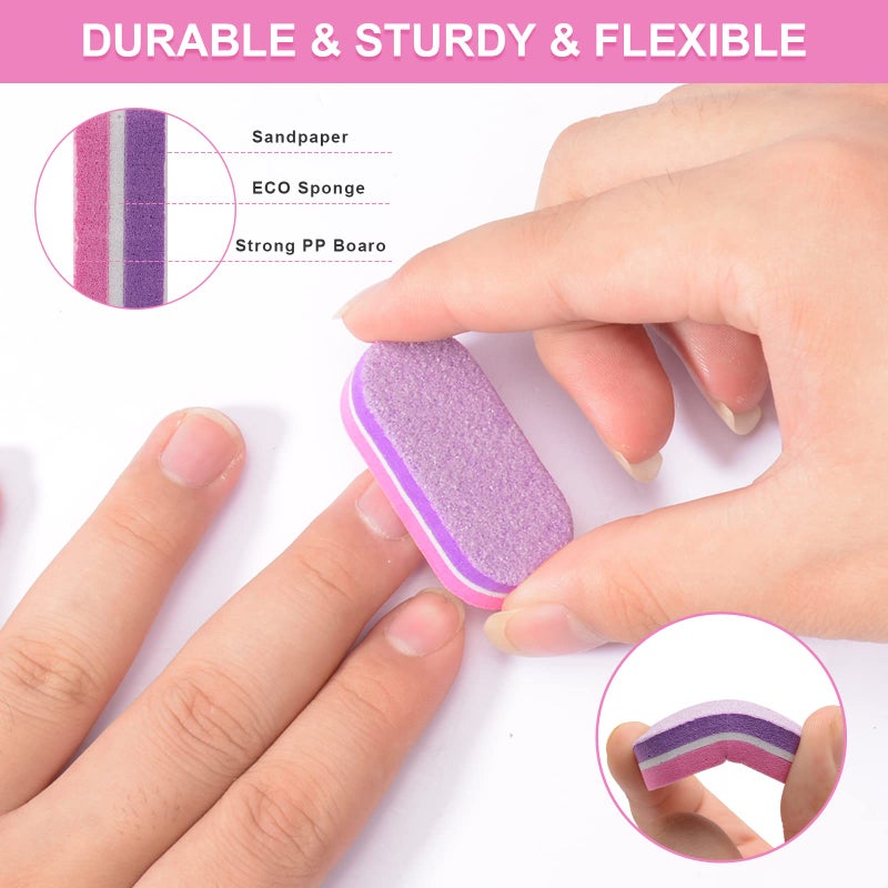Diesisa Mini Nail Buffers, 40pc 100/180 Grit Sponge Mini Nail Files Bulk for Acrylic Nails, Buffer Block Nail File,Mini Bulk Nail buffers Double Sided for Manicure Tools - Pink/Purple - Image 4
