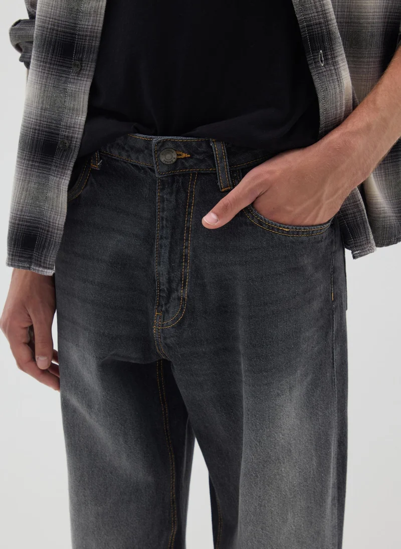 Ovs  OVS Grey Cotton Baggy Jeans for Men | Best Price UAE