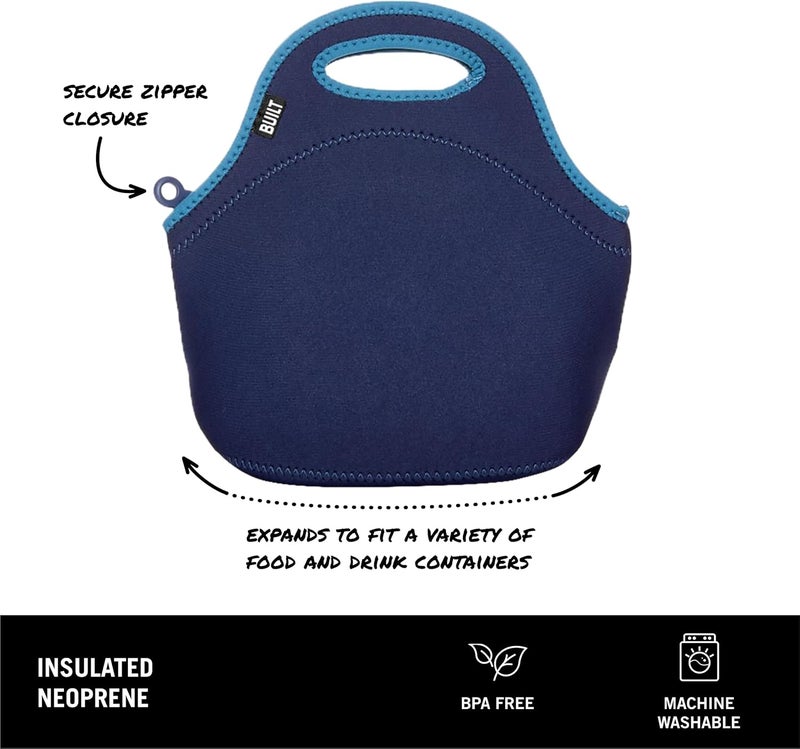 Built Gourmet Getaway Neoprene Lunch Bag - Insulated, Reusable, & Machine-Washable Lunch Tote for Hot and Cold Food Storage, Lightweight & Reusable - One Size (Celestial Blue) - Image 2