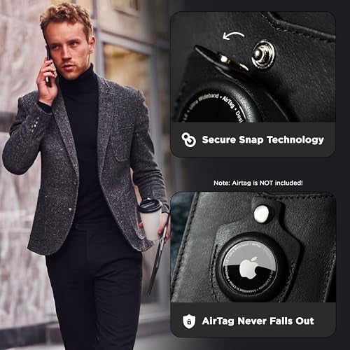 SERMAN BRANDS محفظة SERMAN BRANDS AirTag - محفظة رجال بسيطة مع حافظة نقود مانعة للتداخل RFID - جلد كامل الحبة - محفظة AirTag رفيعة ثنائية الطي لجيوب الرجال. هدية (صحراء كاليفورنيا 1.0 Air) - Image 3