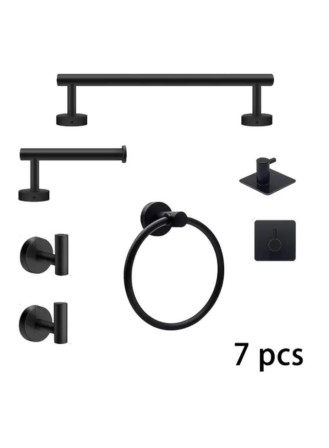 Black Stainless Steel Bathroom Set With Towel Rack Tissue Holder Hooks And Towel Ring - Image 5