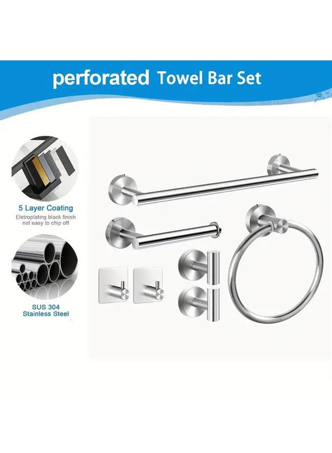Black Stainless Steel Bathroom Set With Towel Rack Tissue Holder Hooks And Towel Ring - Image 2