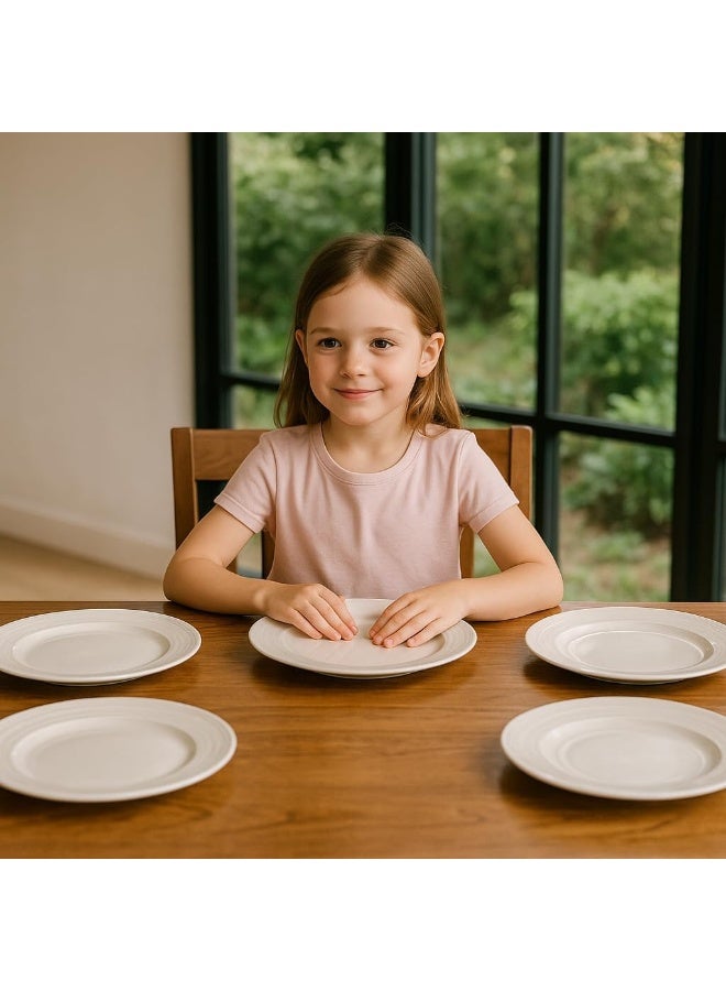 BS B&S Linea Embossed Porcelain Side Plates Set of 4 – 7.5" Small Plates for Salad, Dessert & Snacks - Image 3