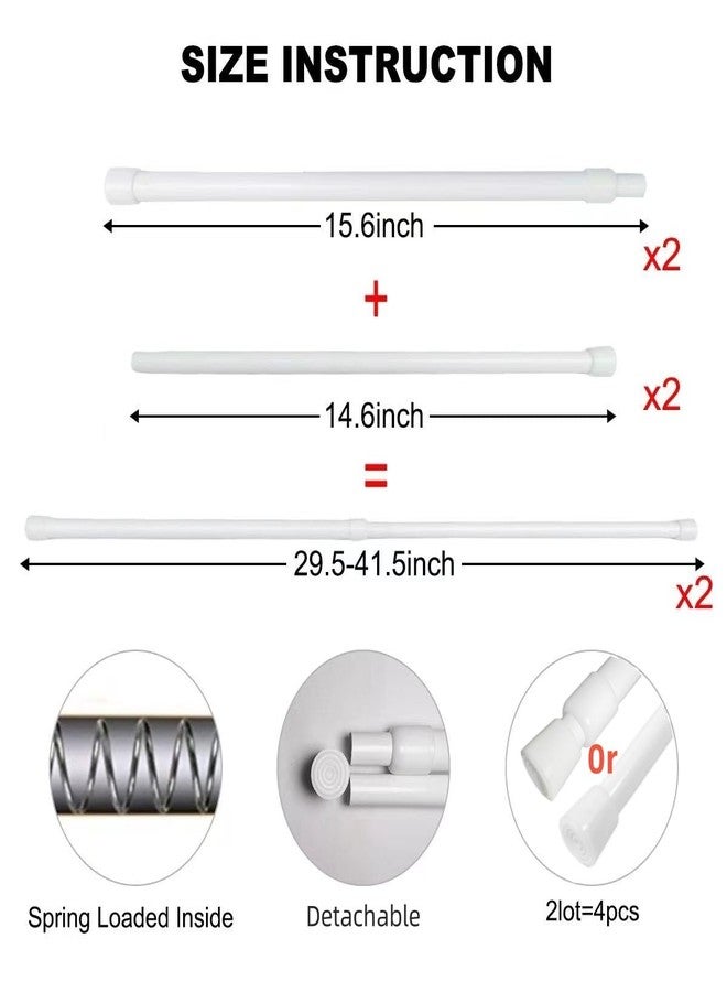 ave split 2pcs Spring Tension Curtain Rods 29.5"-41.5" Adjustable Small Expandable Loaded Tension Rods For Window, Door,Bathroom, Closet,Kitchen(29.5"-41.5"white 2pcs) - Image 2