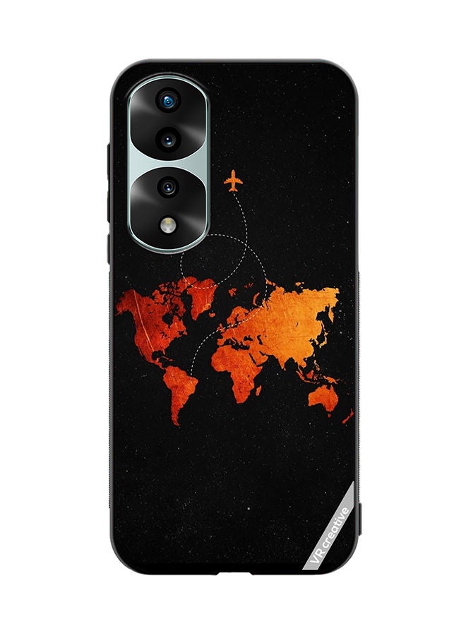VR CREATIVE غطاء حماية واقٍ لهاتف هونر 70 برو بلس بتصميم خريطة السفر متعدد الألوان - Image 1